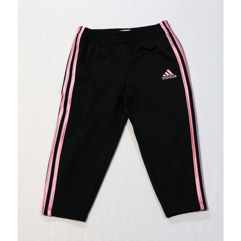 Adidas 24 Months Stripe Athletic Sweat Pants Black/Pink